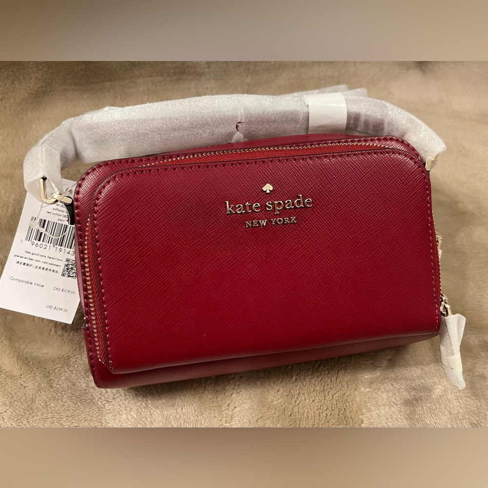 ❤️ NWT Red Kate Spade Staci Dual Zip Around Crossbody - Picture 2 of 11